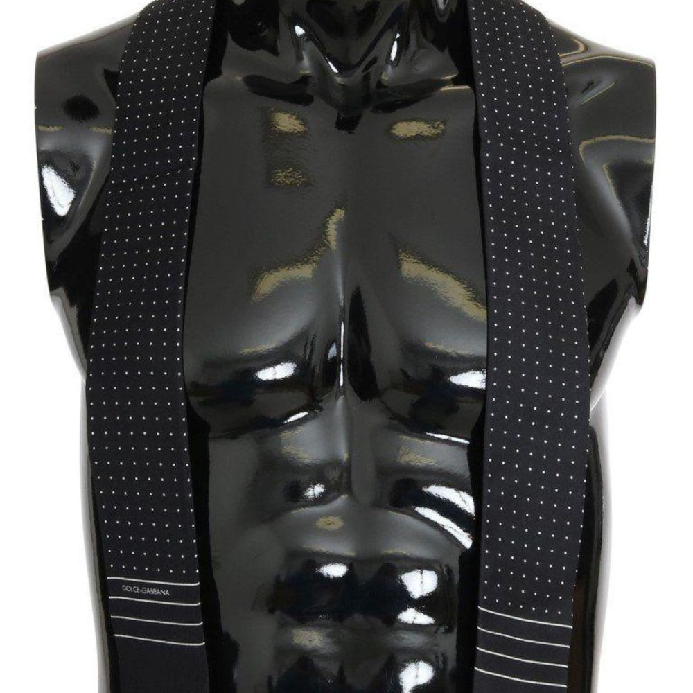 Dolce & Gabbana Dark Blue Polka Dotted Silk Scarf